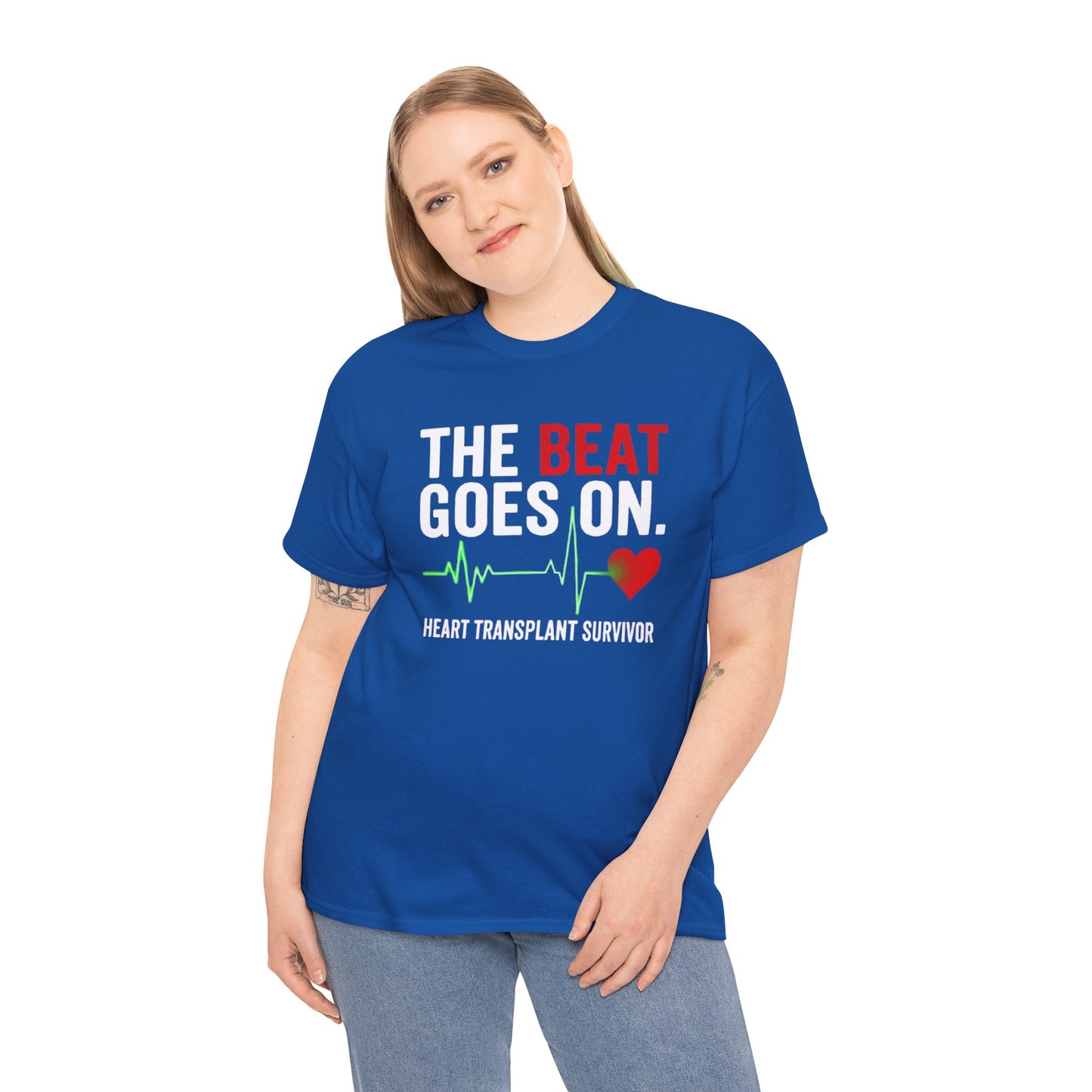 Heart Transplant Survivor T-Shirt - "The Beat Goes On" Cardiovascular Awareness Tee