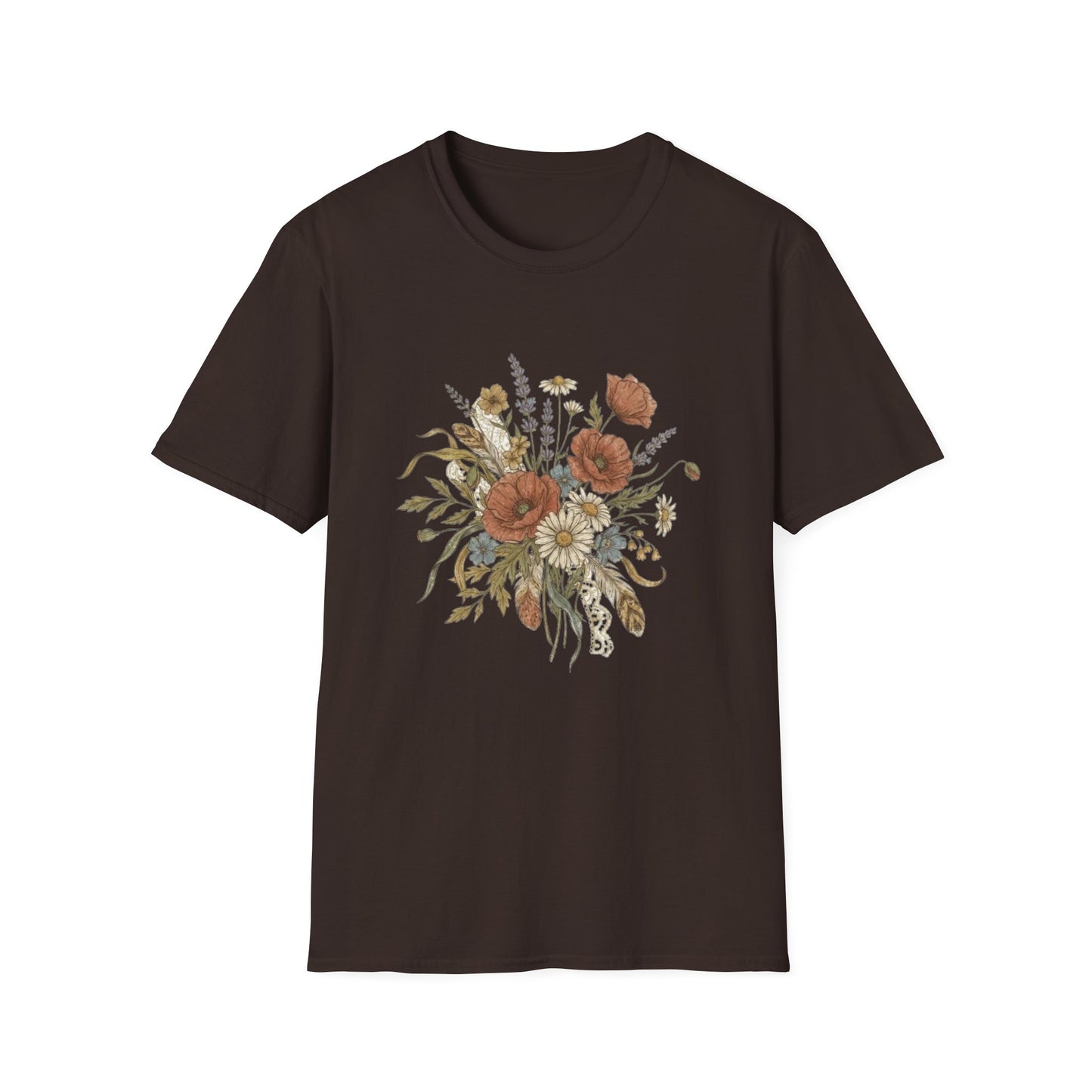 Rustic Wildflower Bouquet T-Shirt | Boho Floral Illustration