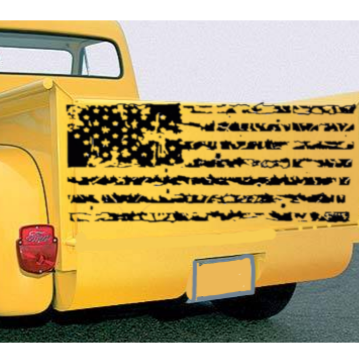 American Flag Tailgate Decal, Distress American Flag Auto Side Graphic