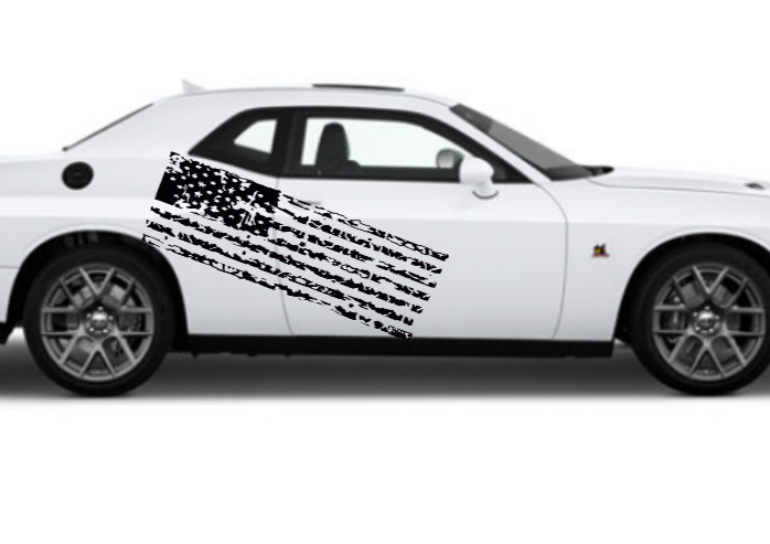 American Flag Tailgate Decal, Distress American Flag Auto Side Graphic