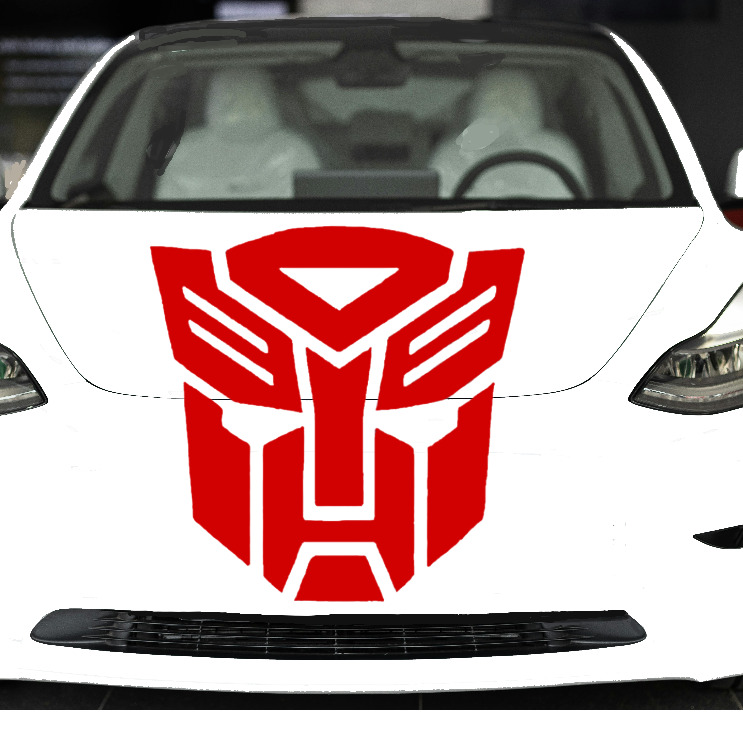 Autobot‑inspired robot emblem vinyl car/wall decal, black  23×23”