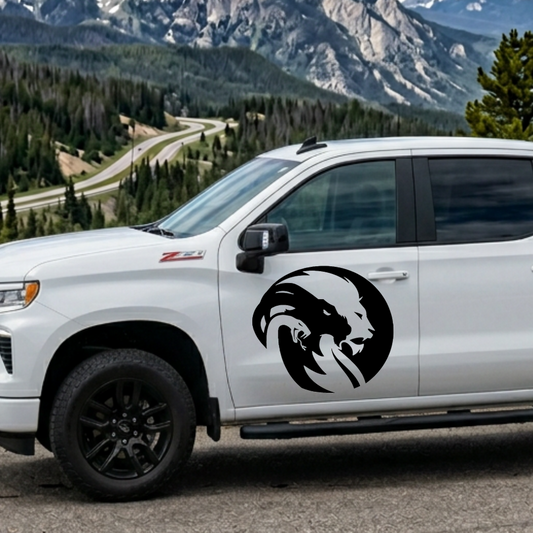 Chimera vinyl decal in black vinyl on white truck