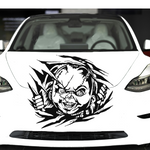 “Black matte Chucky‑inspired decal, 34×29, die‑cut with no background”