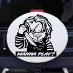 “Black matte Chucky‑inspired decal, 29×27, die‑cut with no background”