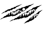 Black claw mark mountain and pine tree vinyl decal 
