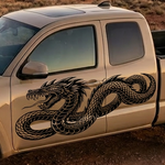 Basilisk black vinyl decal on tan truck