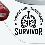 Double lung transplant vinyl decal on white car