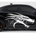Large white dragon vinyl car/wall decal, 40×24.3, die‑cut with no background