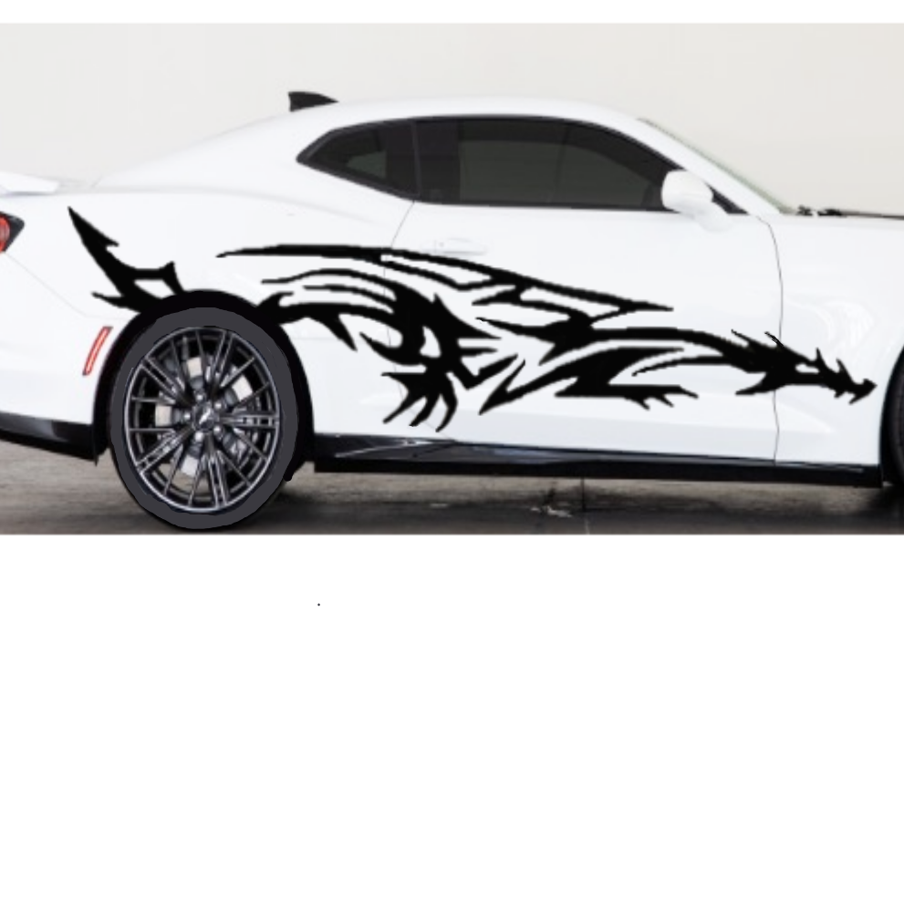 Black Vinyl decal of tribal dragon. Decal is die-cut and available in several sizes