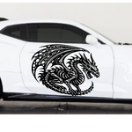 Large black dragon skeleton vinyl car decal, gothic undead silhouette