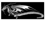 Dragon with wings vinyl car/wall decal, white, 60×24 on vehicle door, die‑cut no background