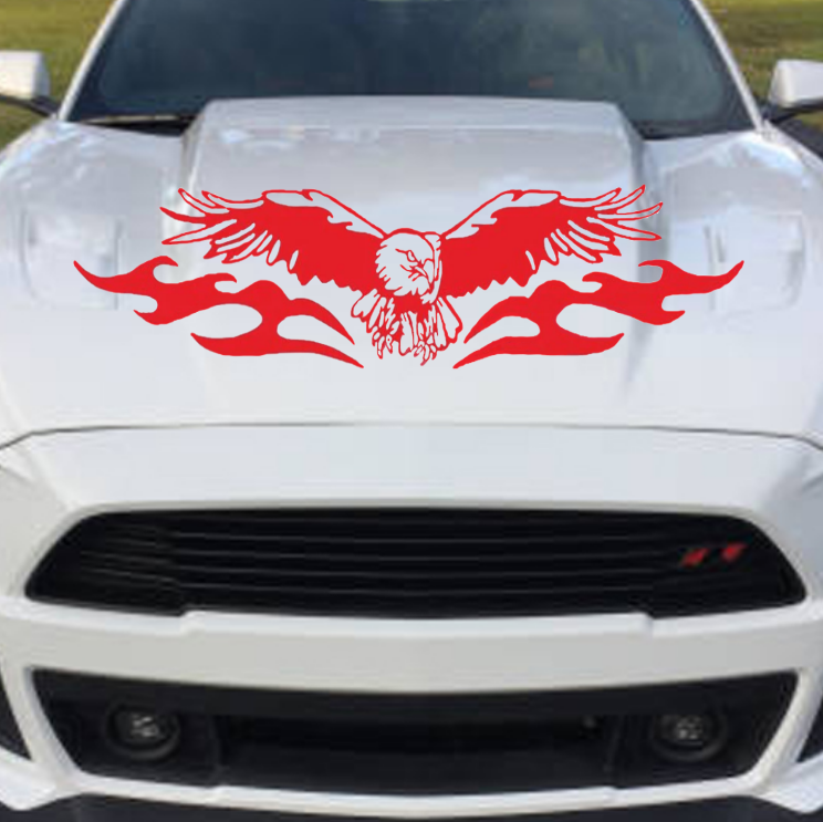 Eagle with tribal flames vinyl decal 