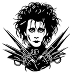 “Black matte Edward Scissorhands–inspired decal on vehicle hood 29×29