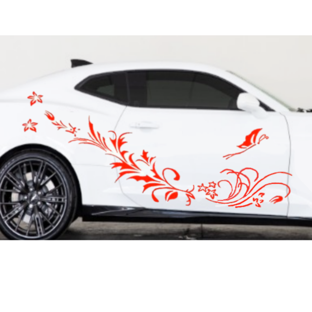 Butterfly Swirls Flowers Auto Graphic