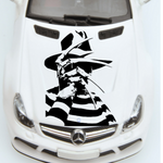 Black matte Freddy‑inspired bladed glove decal on rear window, 29×38, high‑contrast silhouette