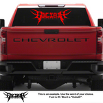 Custom Gothic Rear Window Lettering – Windshield Banner | USAVinyls