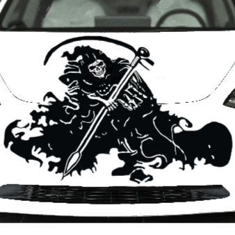 Skull Sticker, Grim Reaper Hood Graphic