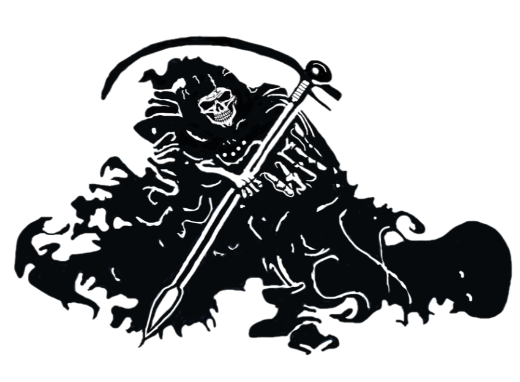 Skull Sticker, Grim Reaper Hood Graphic