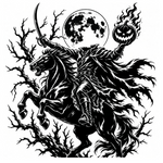 Headless horseman with pumpkin black vinyl decal
