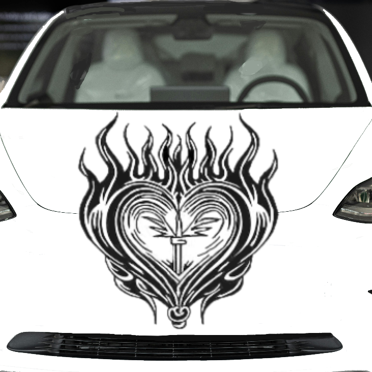 Chicano Heart Decal, Sagrado Corazon Sticker, Sacred Heart Graphic