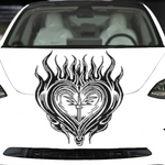 Chicano Sacred Heart (Sagrado Corazón) vinyl decal, white, 25×27 on rear window
