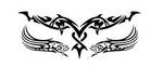 “Black matte Fire Totem hood graphic, 60×25.7, high‑contrast on light paint”
