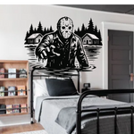 Black matte ‘Crystal Lake’ horror‑inspired wall decal, 39×28.9, high‑contrast silhouette”
Trademark note