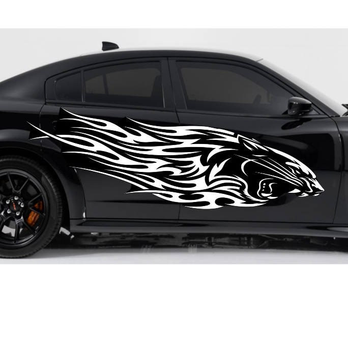 Jaguar Car Decal – Tribal Flames Design | USAVinyls