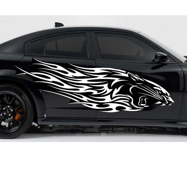 Jaguar Car Decal – Tribal Flames Design | USAVinyls
