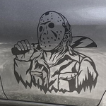 Jason‑inspired hockey mask vinyl car/wall decal, black, 25×25, die‑cut with no background”