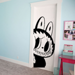“Black Labubu‑inspired character decal, 60h×27.5w, applied to smooth interior wall, high‑contrast silhouette”
