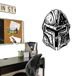 Mandalorian Decal in black vinyl on bedroom wall