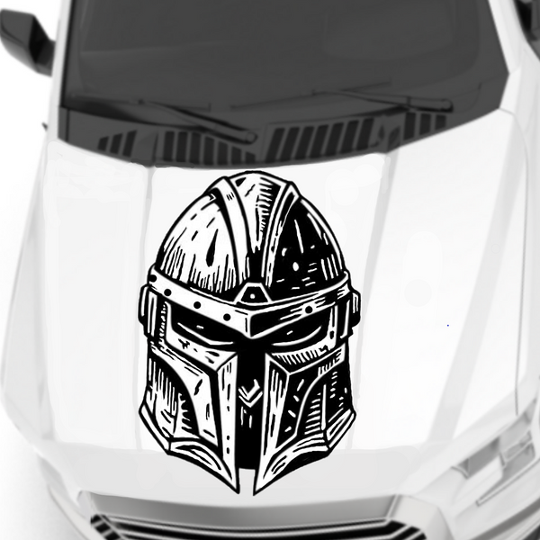 Mandalorian Decal in black vinyl on white truck