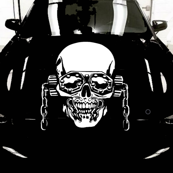Megadeath Vic Rattlehead White Vinyl Decal  on Black Car