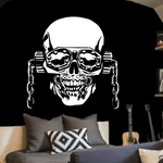 Megadeath Vic Rattlehead white vinyl decal on black interior wall