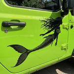 Mermaid black viny decal in green jeep door