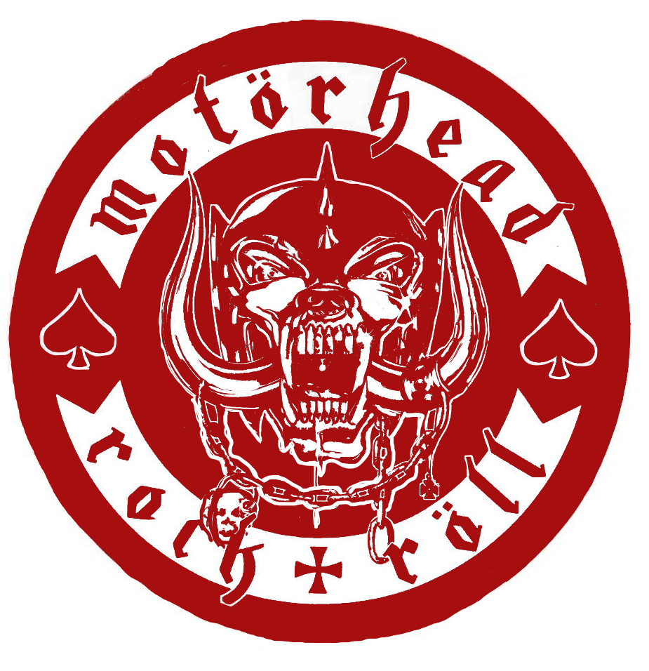 Motörhead Warpig (Snaggletooth) vinyl decal in black, featuring the iconic fanged skull with tusks, spikes, and chains, precision-cut with no background for application on vehicles, windows, or smooth surfaces.