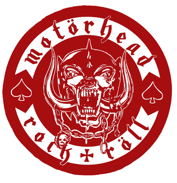 Motörhead Warpig (Snaggletooth) vinyl decal in black, featuring the iconic fanged skull with tusks, spikes, and chains, precision-cut with no background for application on vehicles, windows, or smooth surfaces.
