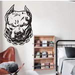 “Pitbull (Pitty) vinyl car/wall decal, white, 30×21.5 in, die‑cut with no background on wall