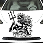 Black matte Poseidon/Neptune square wall decal, 29×29, high‑contrast silhouette on vehicle”