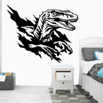 Raptor vinyl decal in black vinyl on bedroom wall