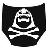 “Skeletor‑inspired vinyl car/wall decal, white, 26×26, die‑cut with no background on rear window”