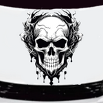 “Black matte Grim Reaper skeleton hood/wall decal, 35×28.5 in, high‑contrast silhouette on smooth painted wall”