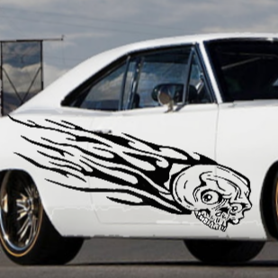 Skull and Flames Vehicle Decal