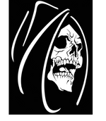 Grim reaper white vinylk decal, die cut no background