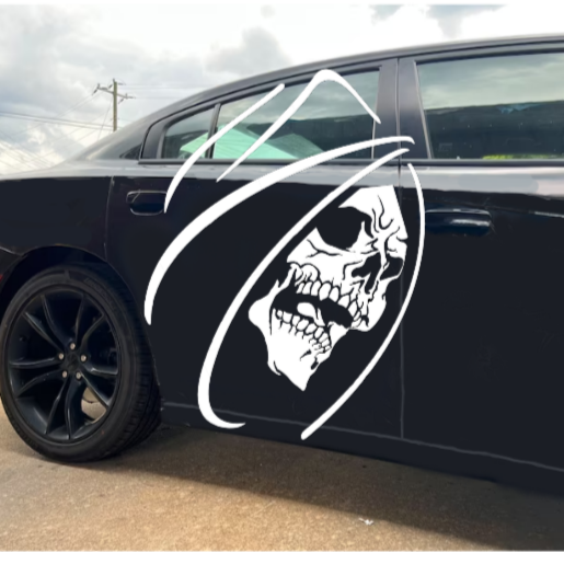 Skull Sticker, Grim Reaper Hood Graphic