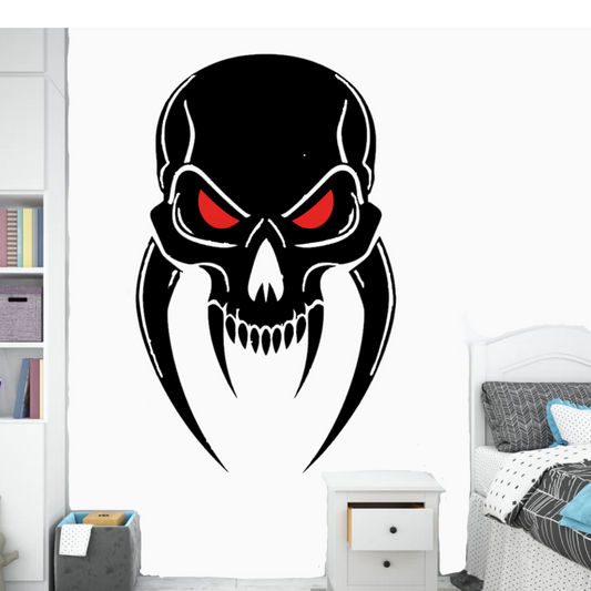 Skull with Red Eyes Sticker, Skull Hood Graphic