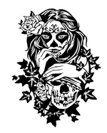 Sugar Skull With Flowers Car/Wall Vinyl Decal | USAVinyls