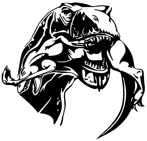 T-rex eating raptor vinyl decal 