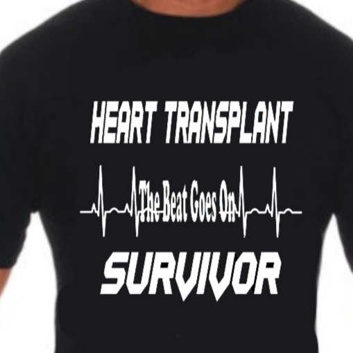 Heart Transplant Survivor ‘The Beat Goes On’ graphic t‑shirt, Charcoal, unisex, front view
